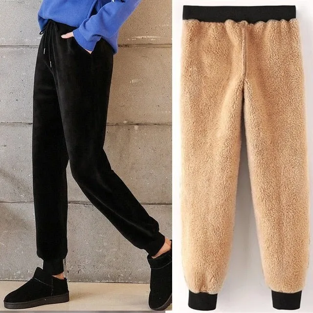 2021 New!!! Women's Slim Pant Lambskin Cashmere Pants Fleece Sizes S - 3XL