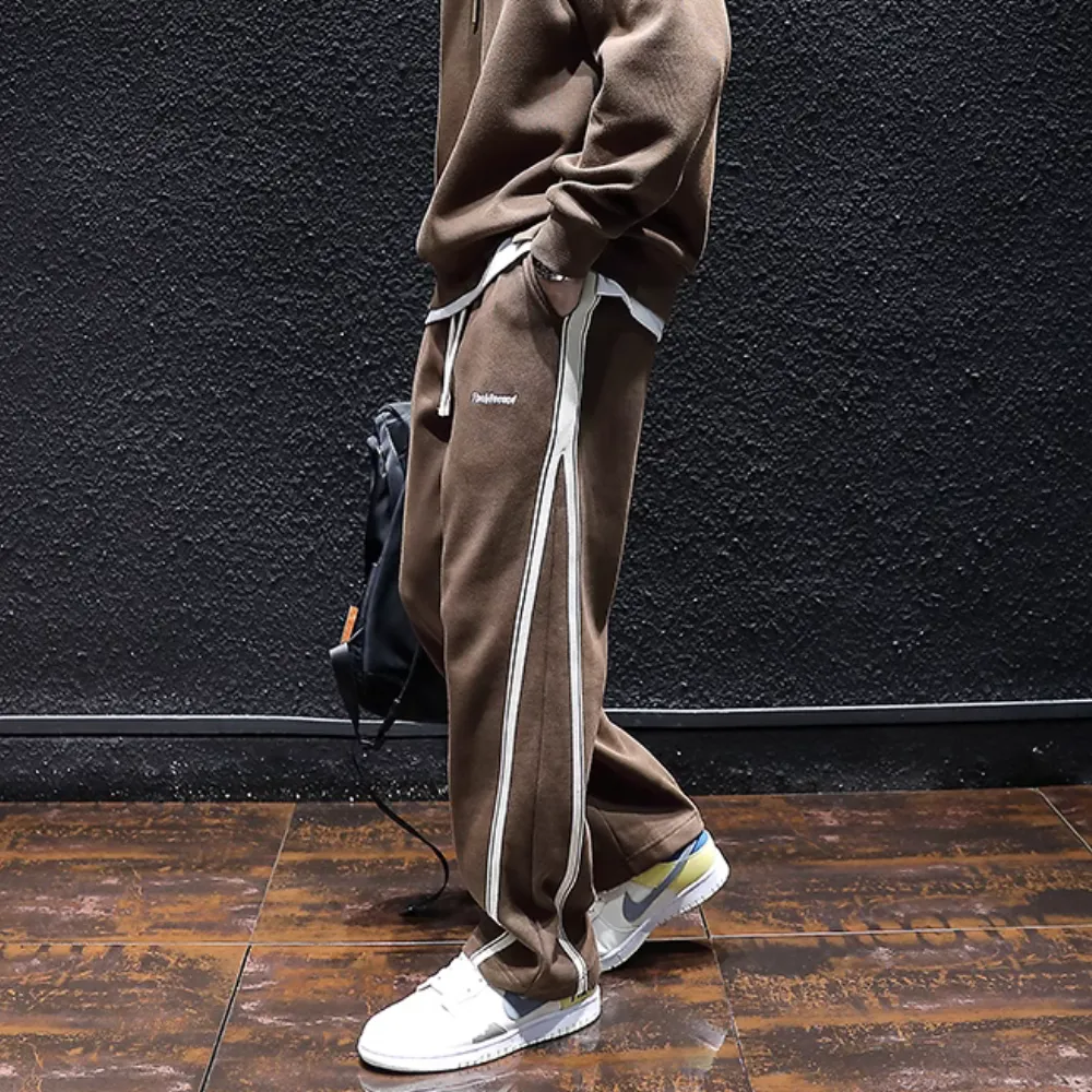 American Slit Striped Loose Sweatpants