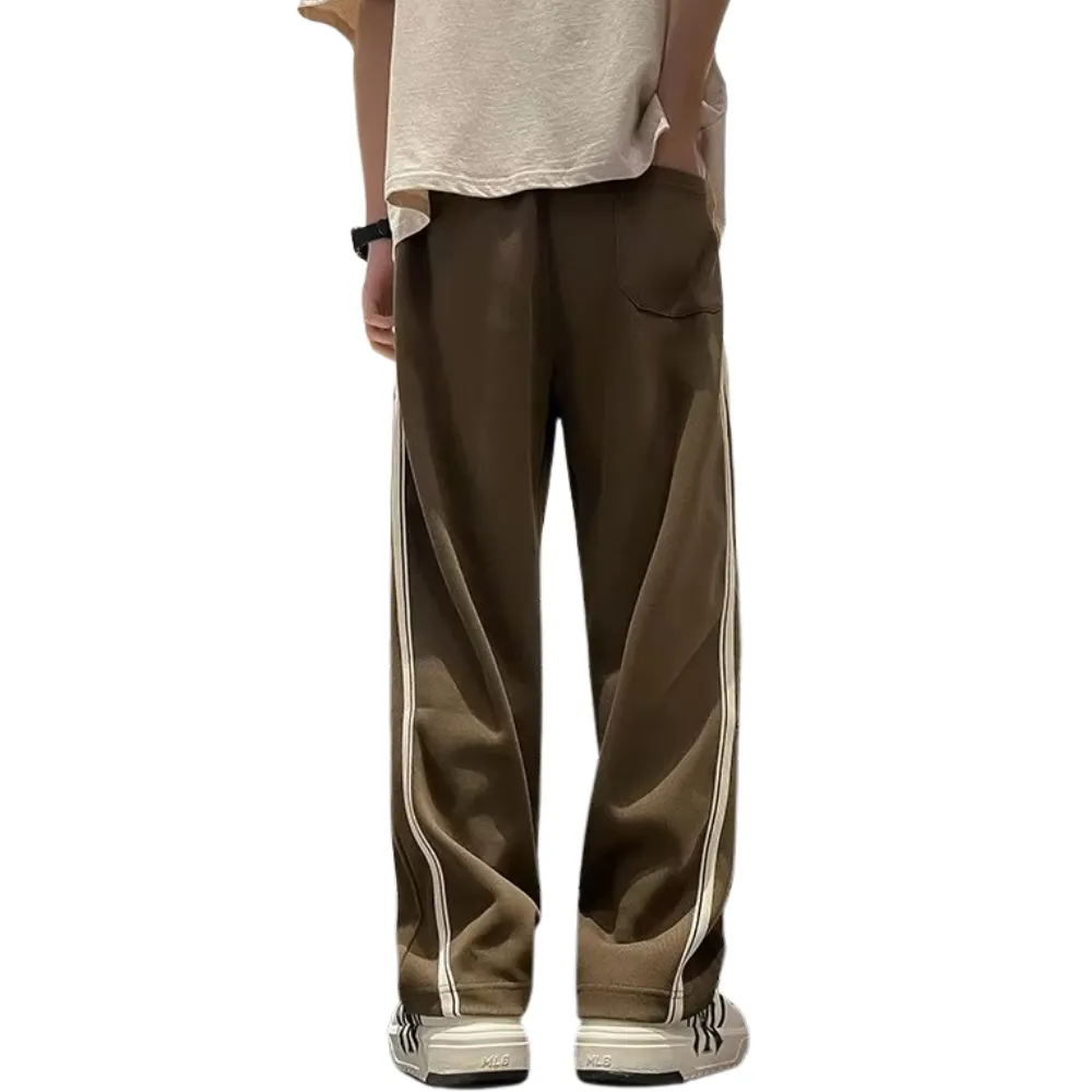 American Slit Striped Loose Sweatpants