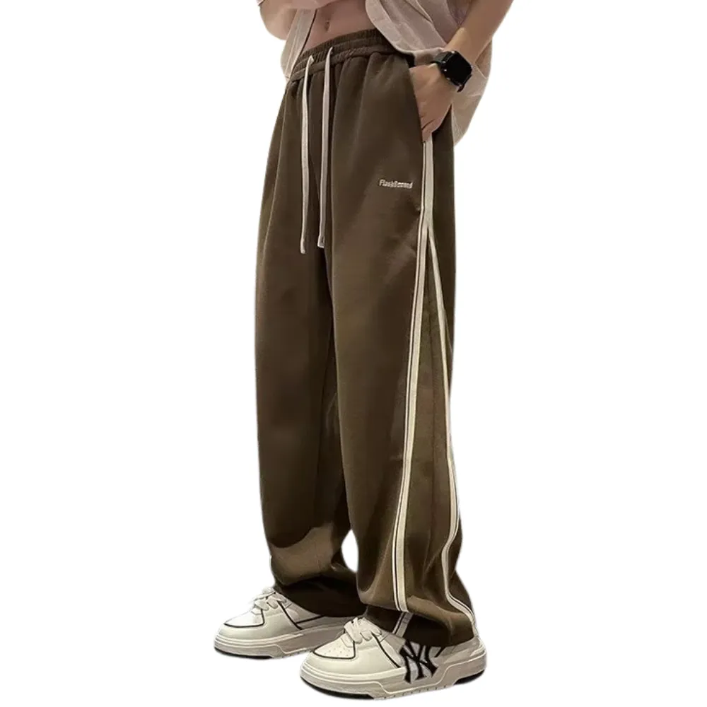 American Slit Striped Loose Sweatpants