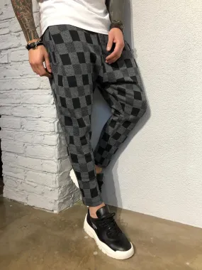 Anthracite Checkered Jogger Pant B355 Streetwear Jogger Pants