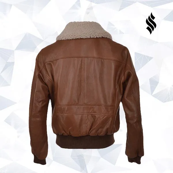 Aviator Fur Collar Brown Leather Jacket