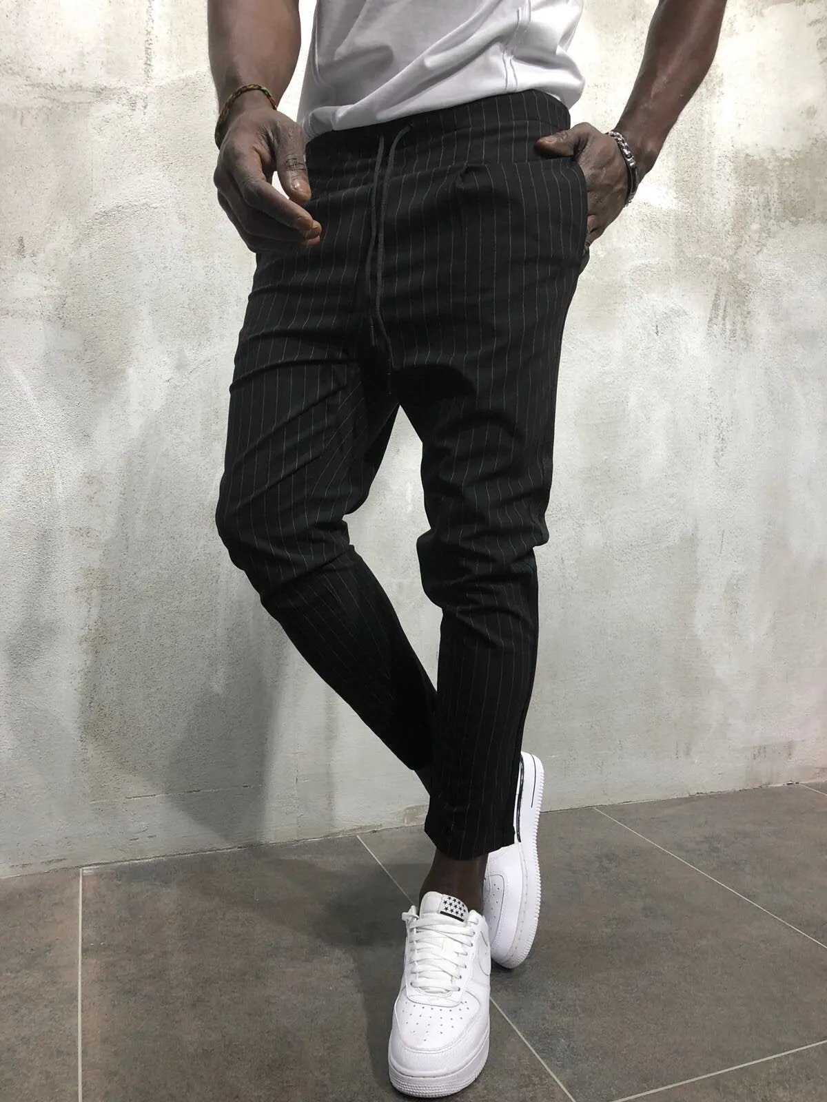 Black Banding Casual Jogger Pant A56 Streetwear Jogger Pants