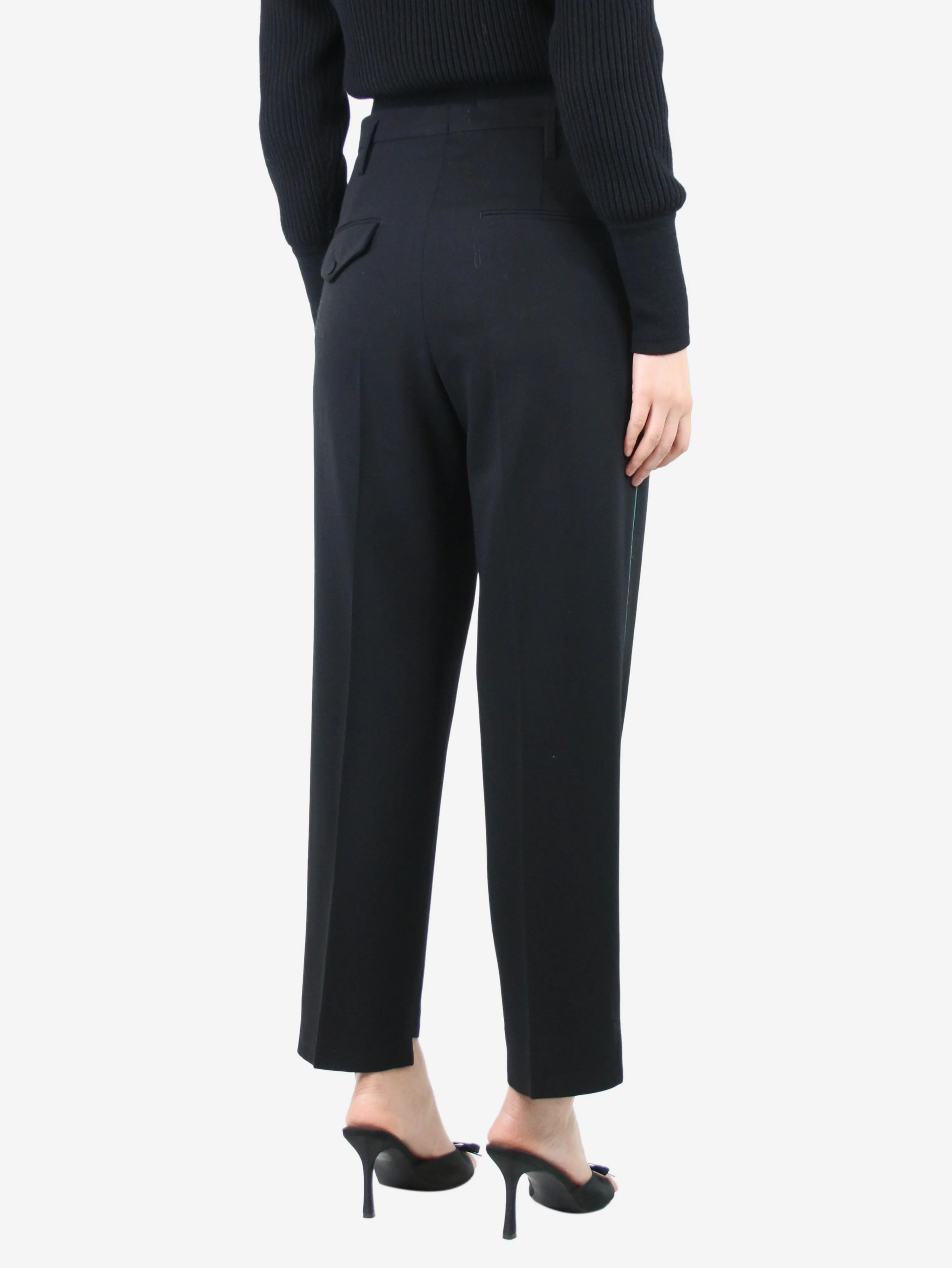 Black tailored trousers with size-strip - size UK 10