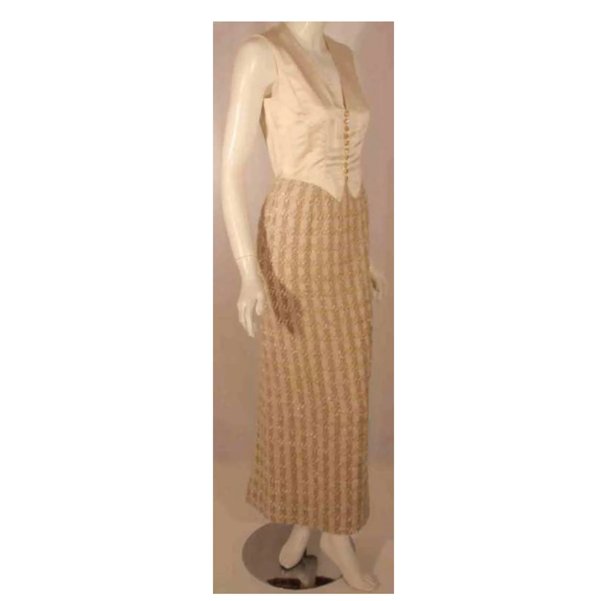 BOB MACKIE 2 pc Beige Silk and Tweed Jacket and Dress Set