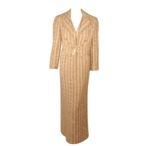 BOB MACKIE 2 pc Beige Silk and Tweed Jacket and Dress Set