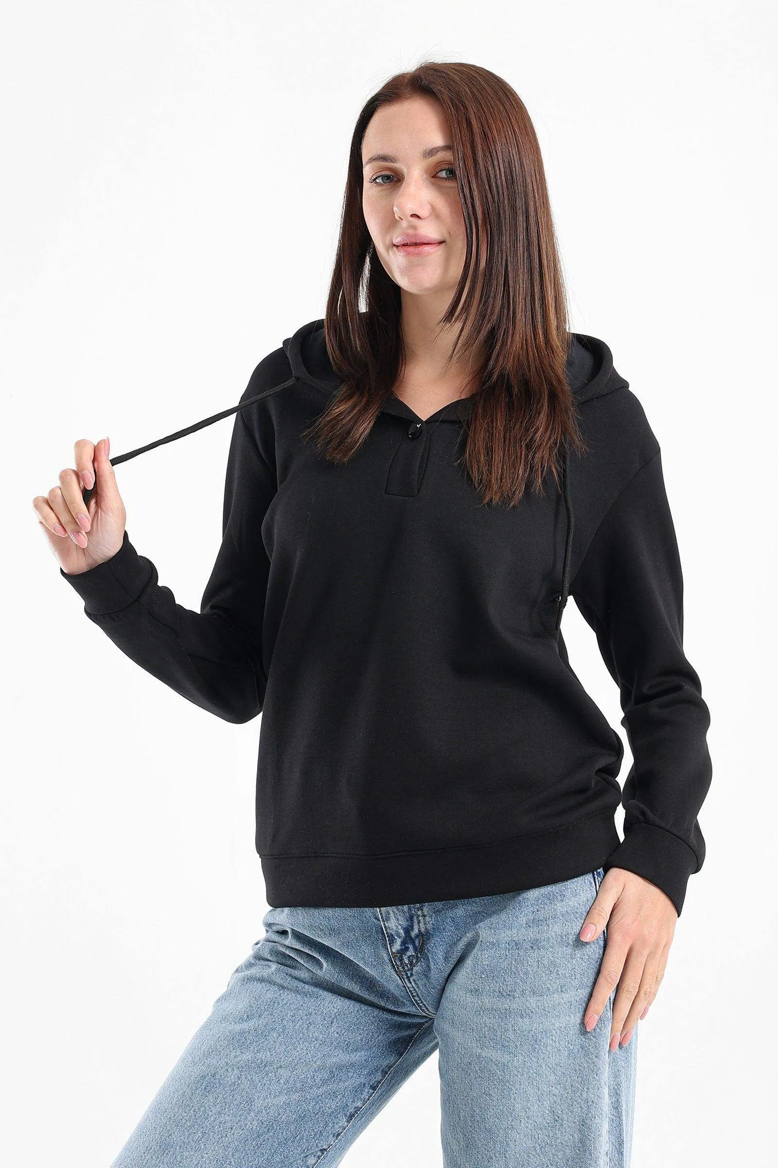 Button Closure Lounge Sweatshirt