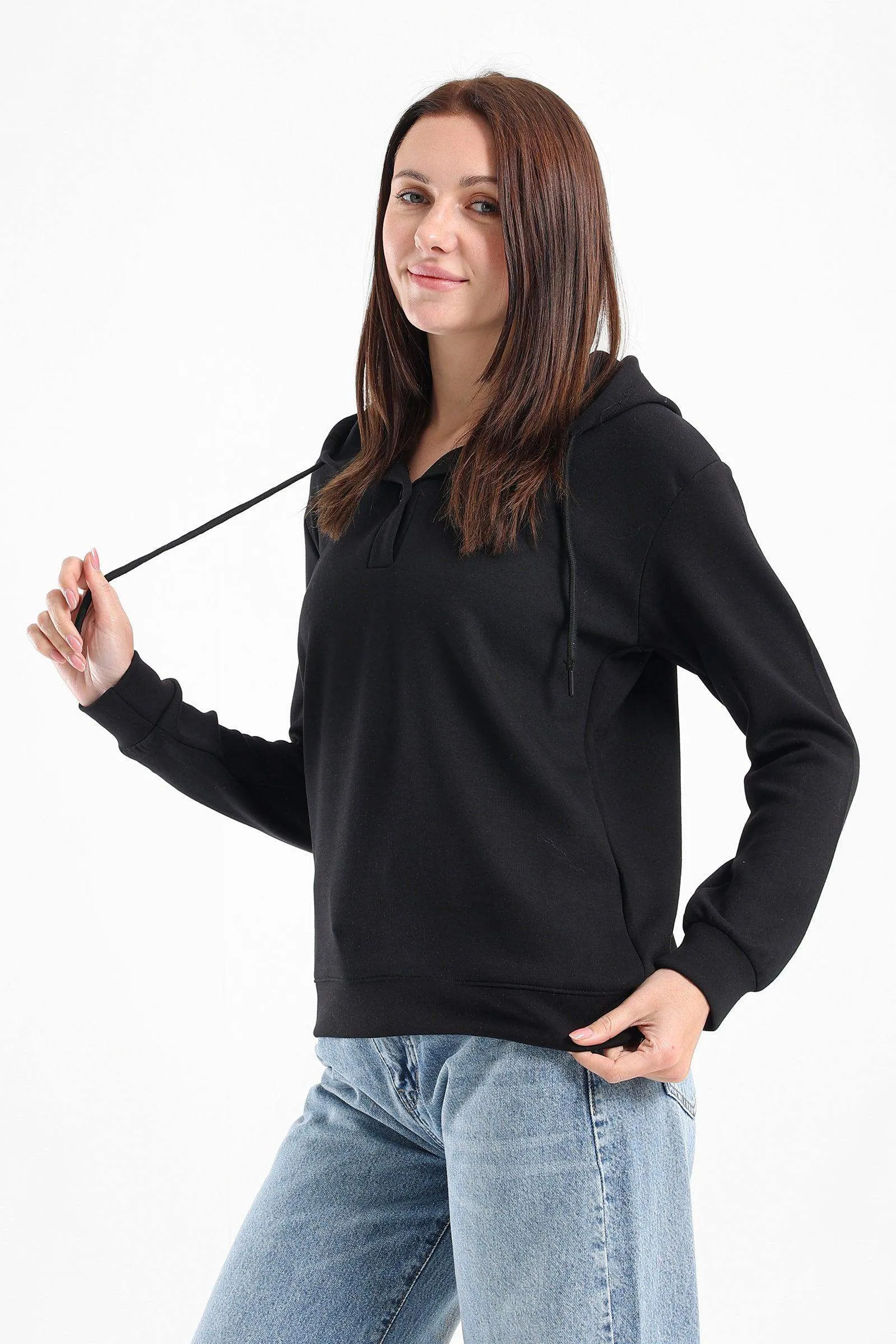 Button Closure Lounge Sweatshirt