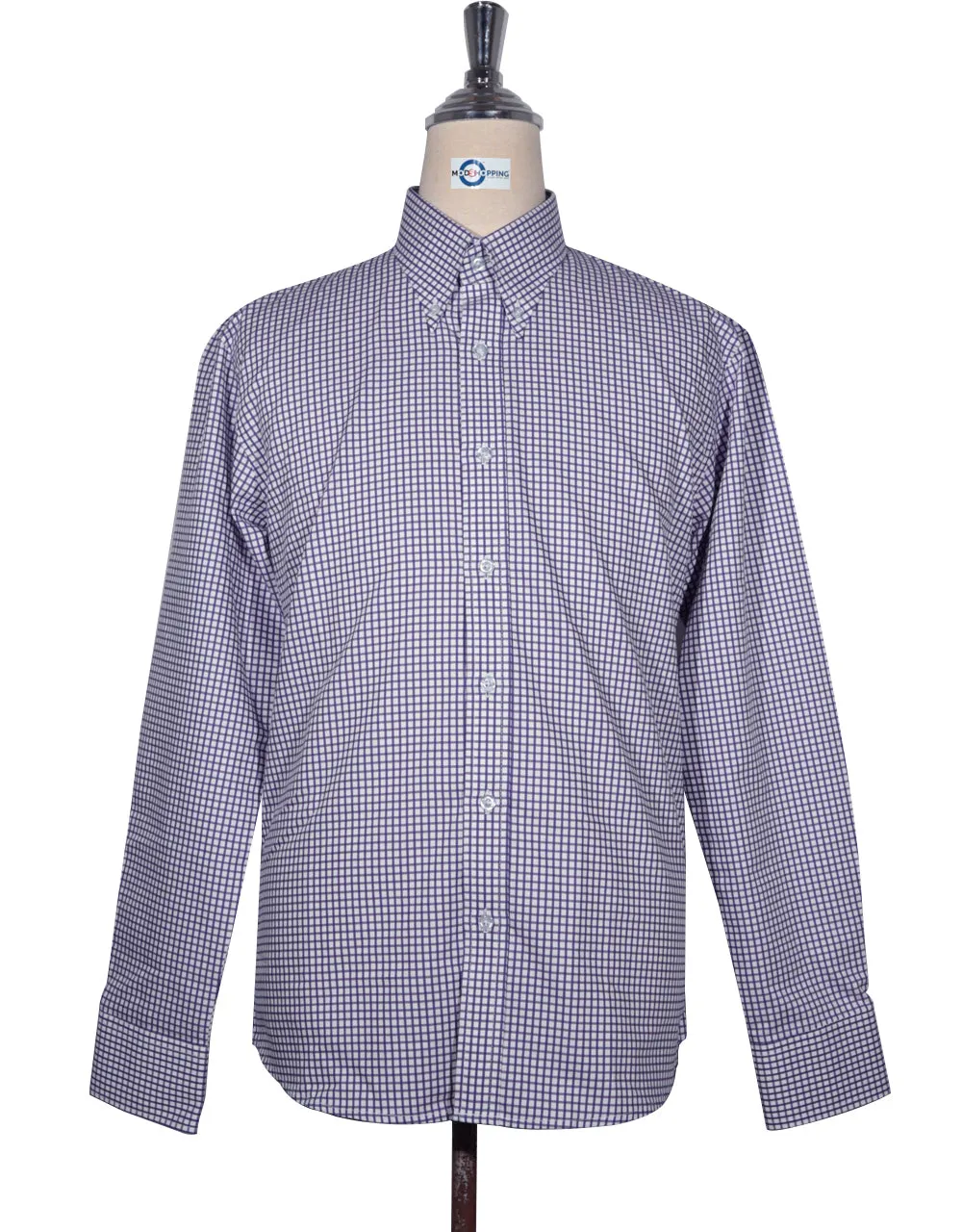 Button Down Shirt - Purple Gingham Check Shirt