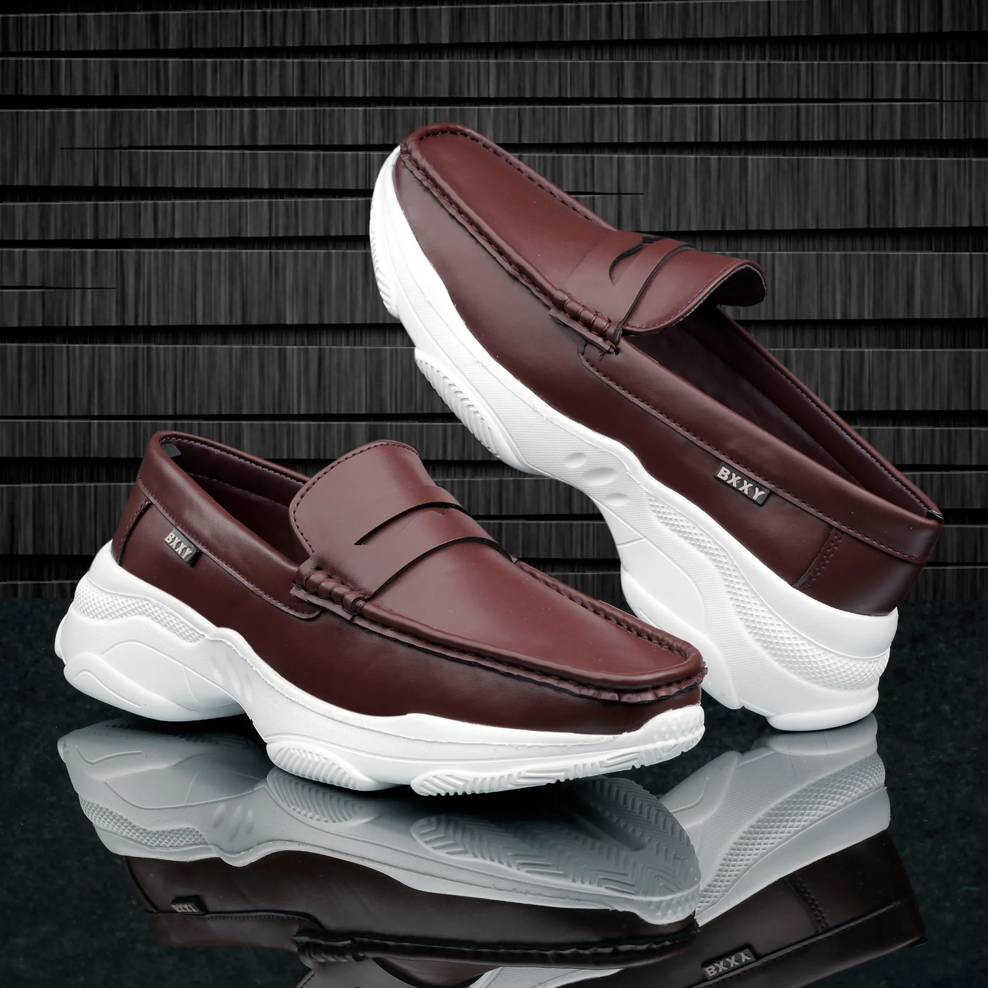 Bxxy's Men's Faux Leather Fashionable and Comfortable Slip-ons