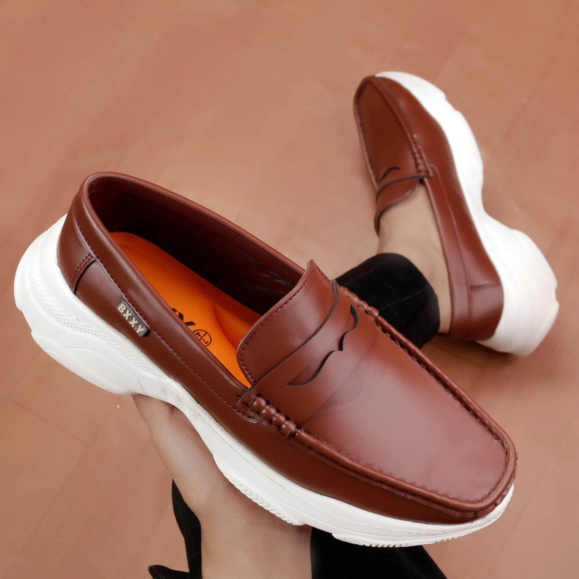 Bxxy's Men's Faux Leather Fashionable and Comfortable Slip-ons