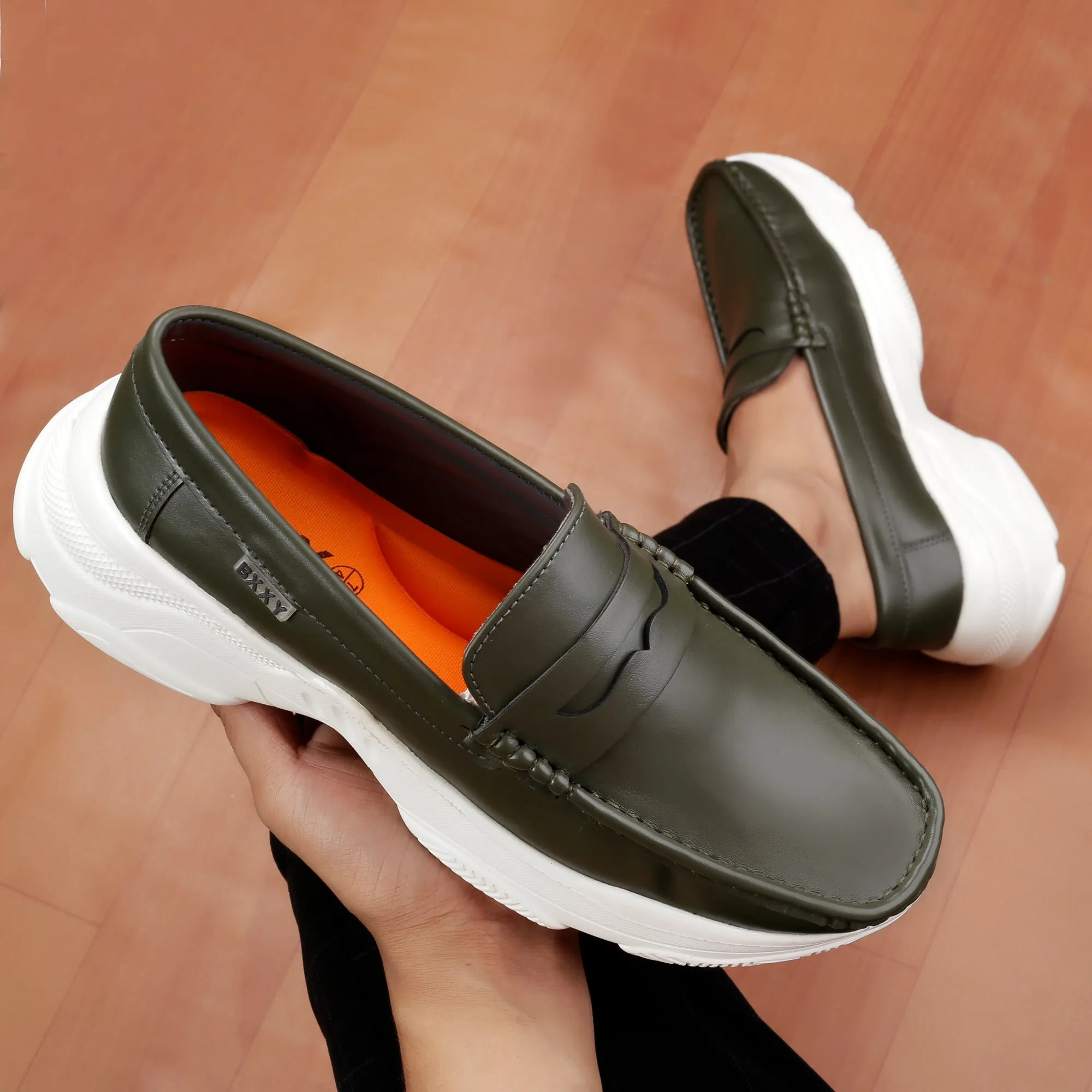 Bxxy's Men's Faux Leather Fashionable and Comfortable Slip-ons