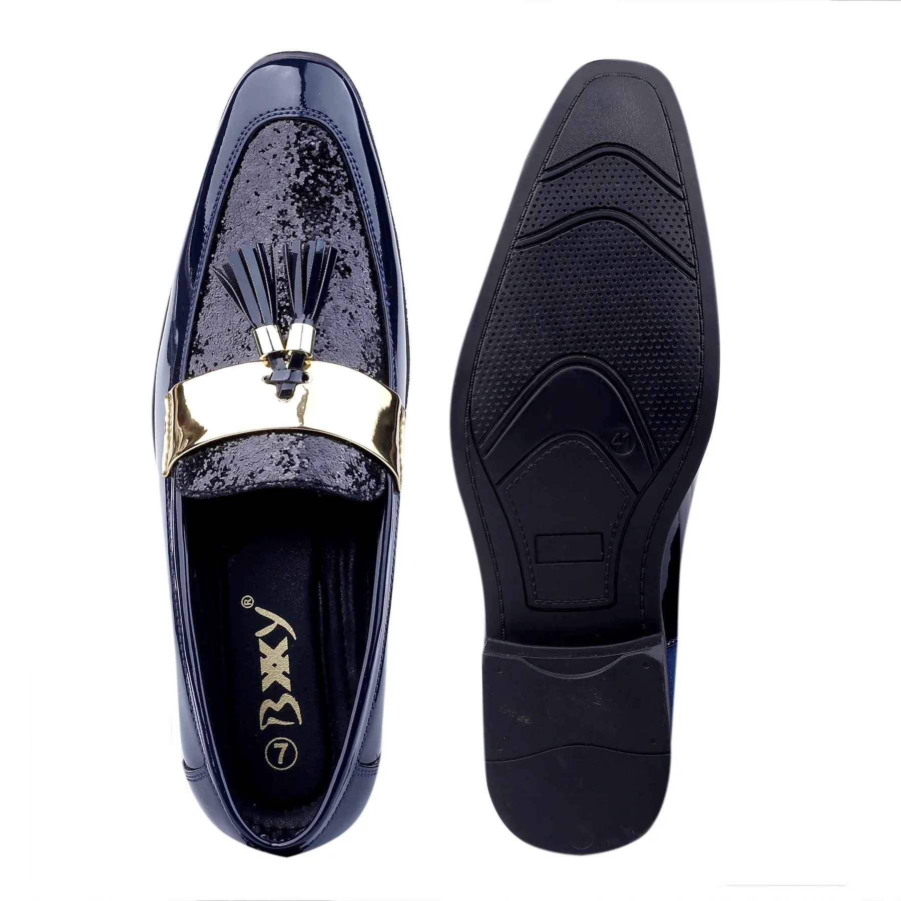 Bxxy's Men's Tassel Shimmer Wedding Wear Moccasins  For Men