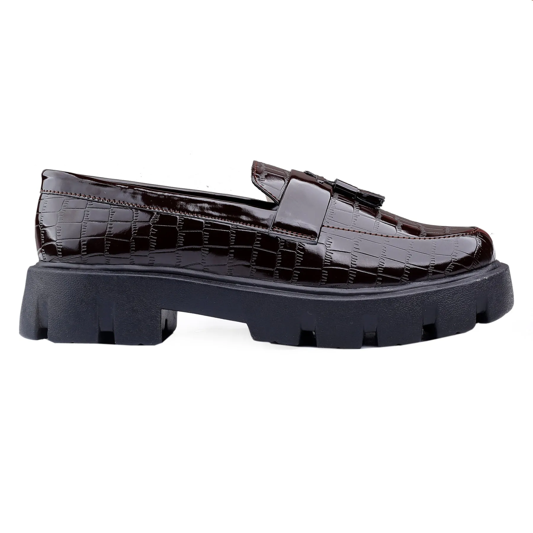 Bxxy's Premium Patent Vegan Tassel Slip-ons for Men