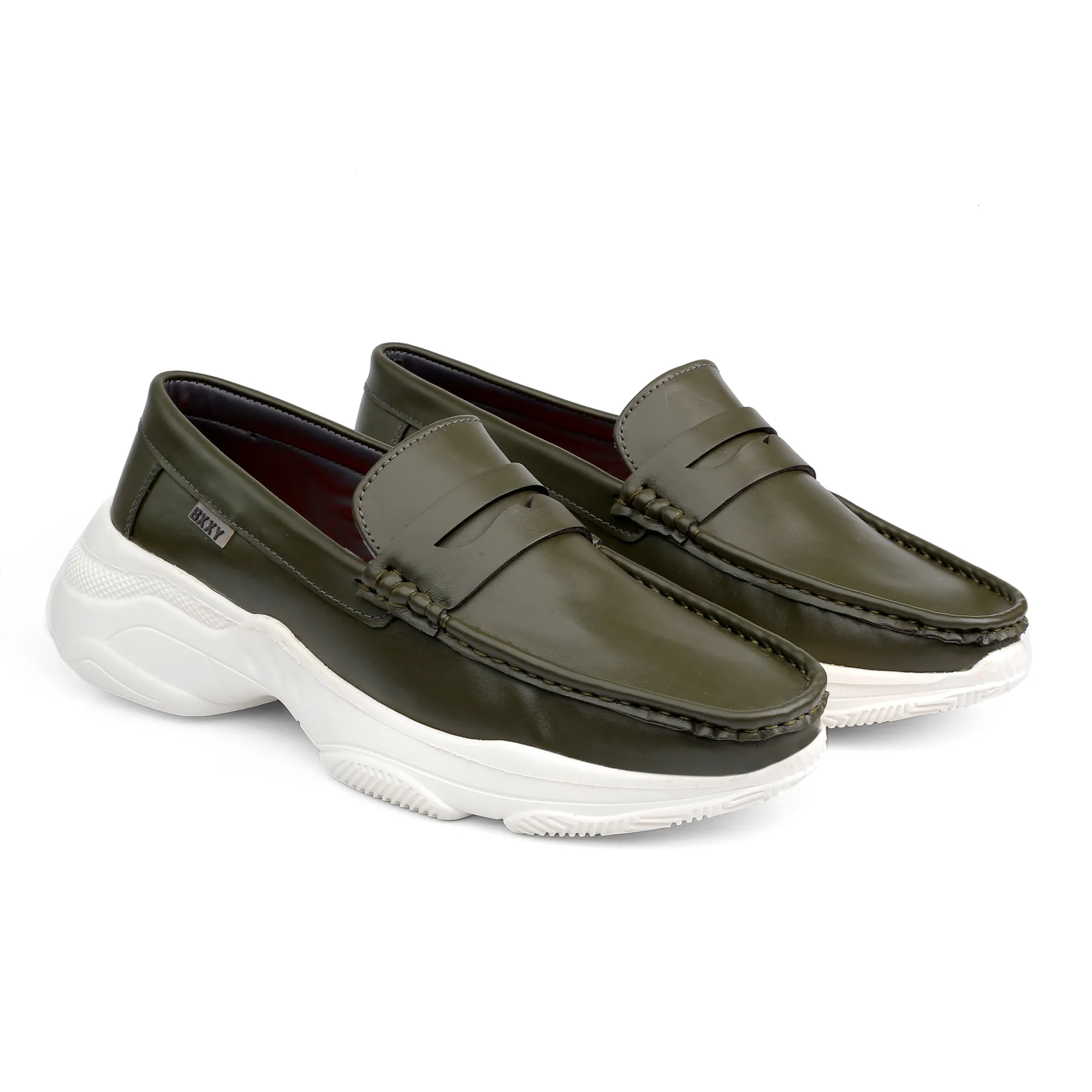 Bxxy's Vegan Leather Trendiest Checker Loafers for Men