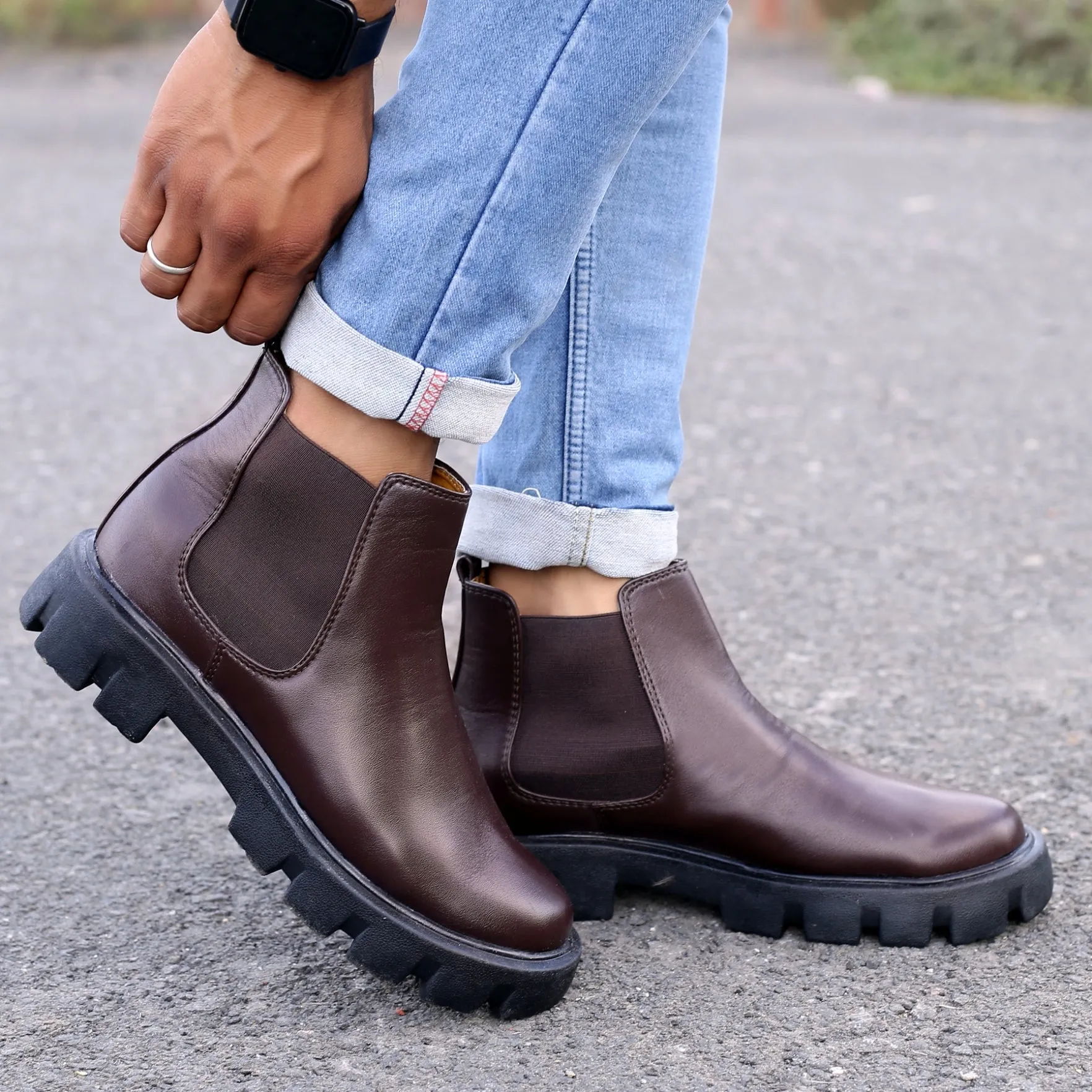 Bxxy's Vegan Leather Ultra Stylish Comfortable Slip-on Chelsea Boots for Men