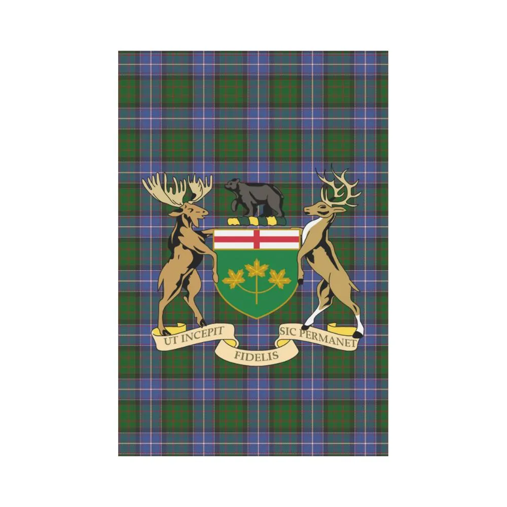 CANADA ONTARIO TARTAN COAT OF ARMS GARDEN FLAG k9