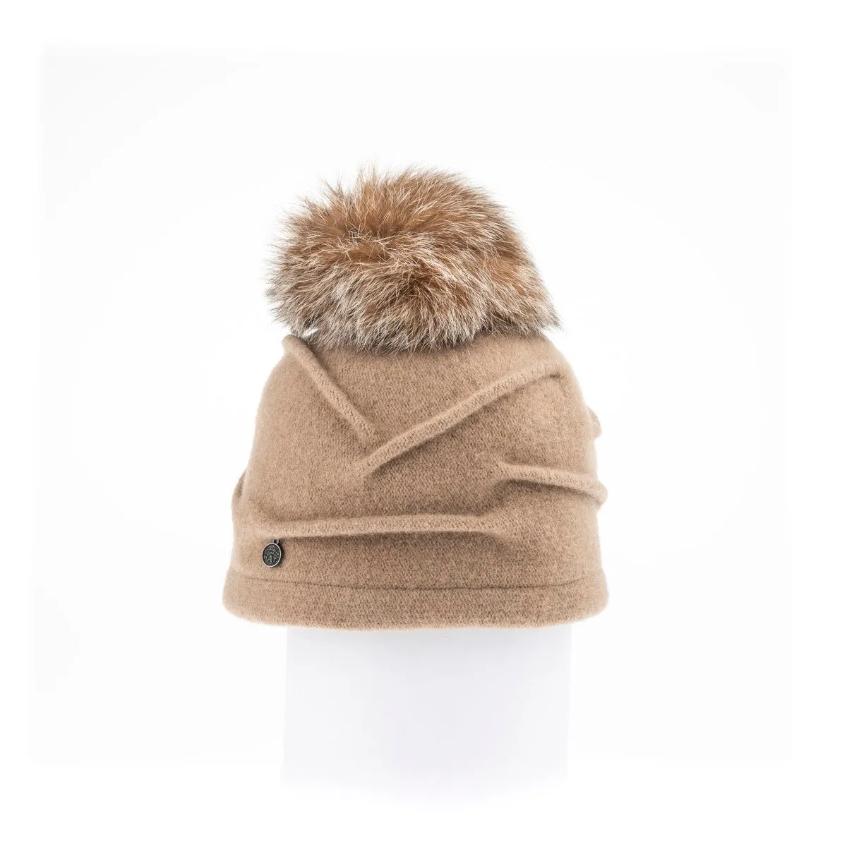 CLARETA - ORMOS PLEATED BEANIE WITH UPCYCLED FUR POM