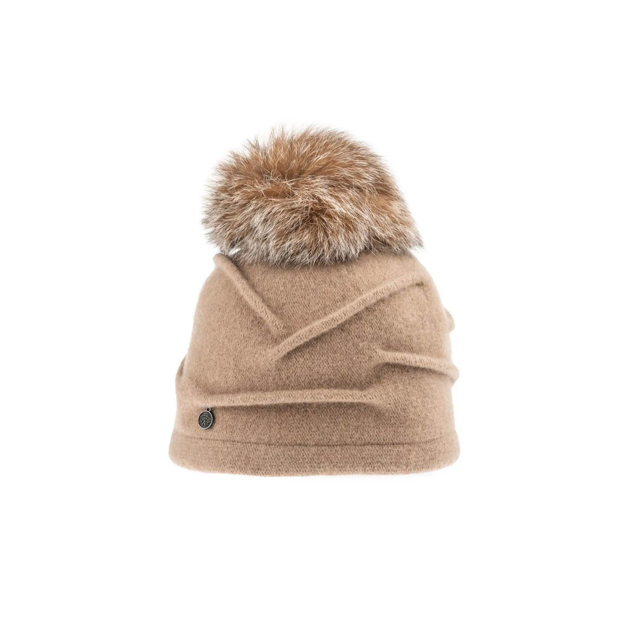 CLARETA - ORMOS PLEATED BEANIE WITH UPCYCLED FUR POM