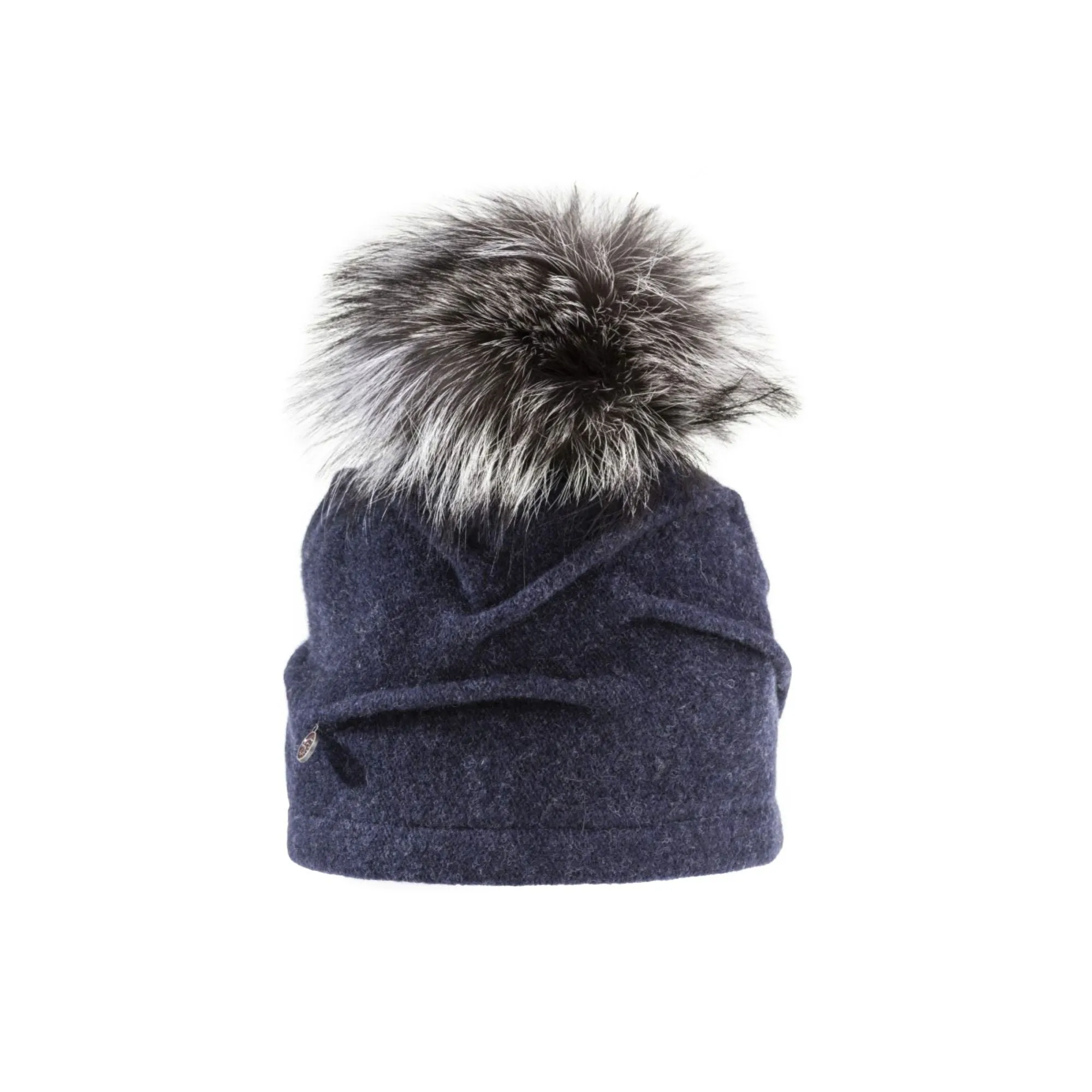 CLARETA - ORMOS PLEATED BEANIE WITH UPCYCLED FUR POM