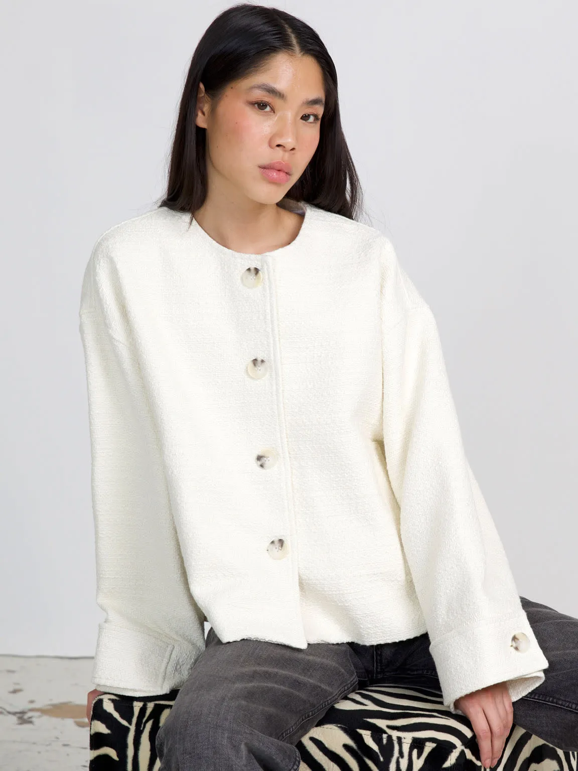 COCO TWEED JACKET - CREME