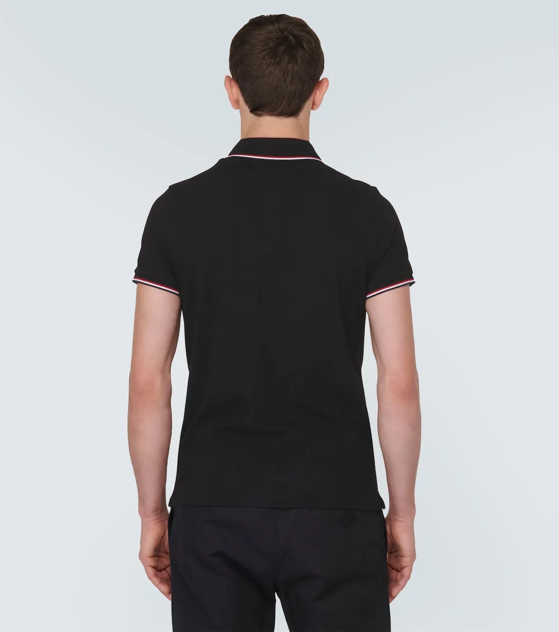 Cotton pique polo shirt with Moncler logo, black