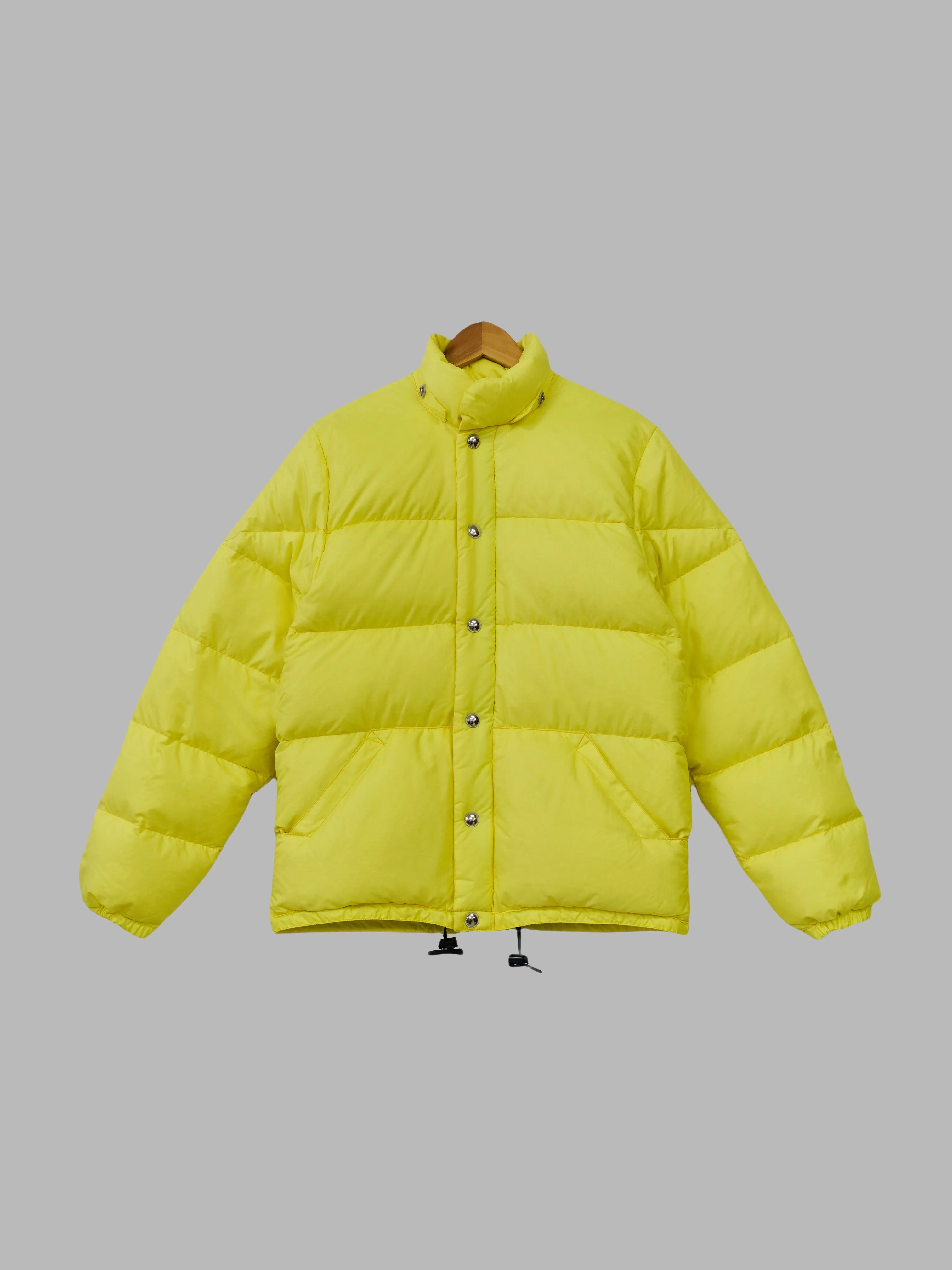 Crescent Down Works bright yellow nylon hooded down puffer jacket - mens S