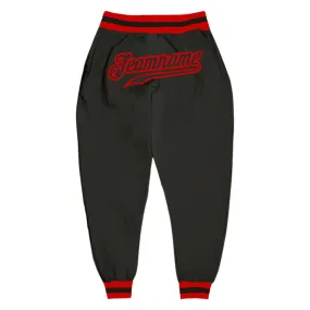 Custom Black Black-Red Sports Pants