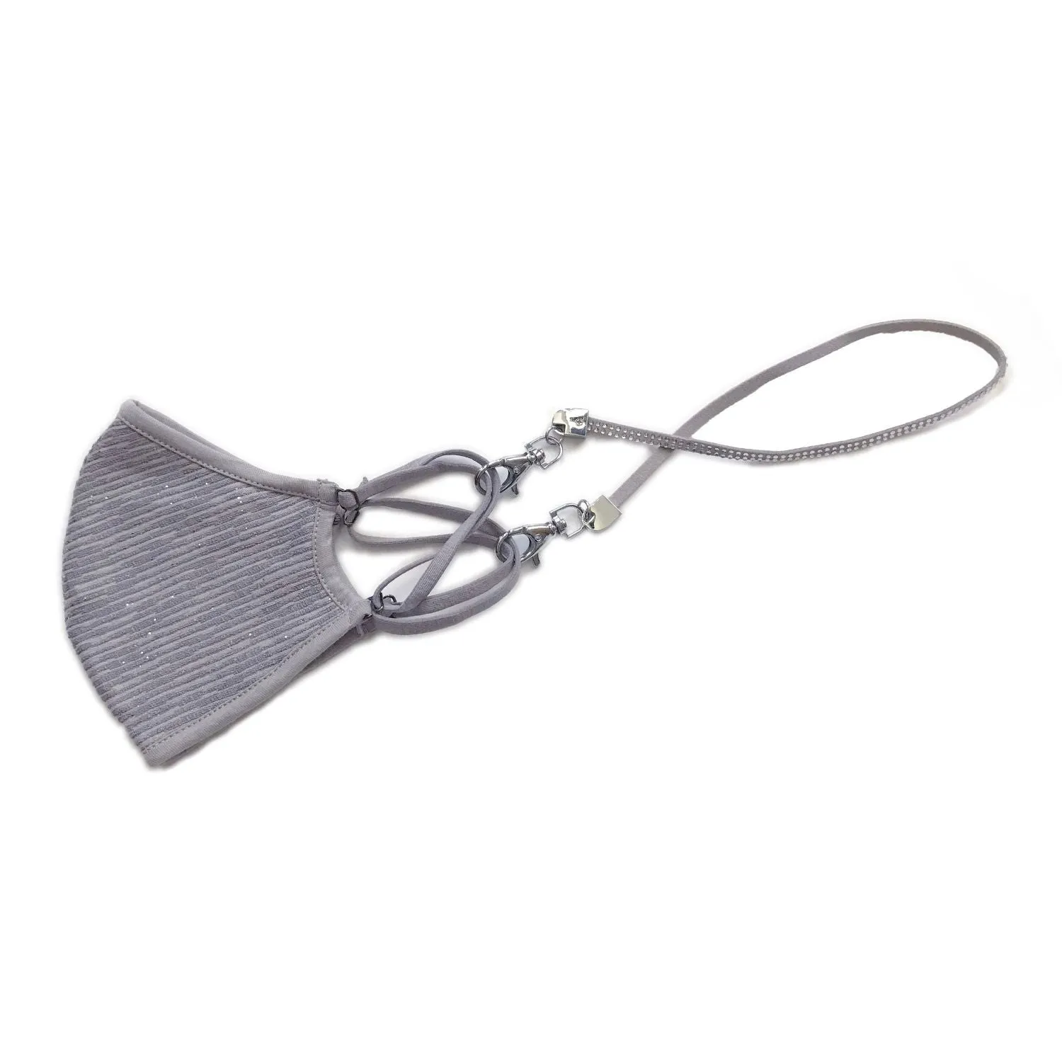 Face Mask Lanyard | Rhinestone Grey