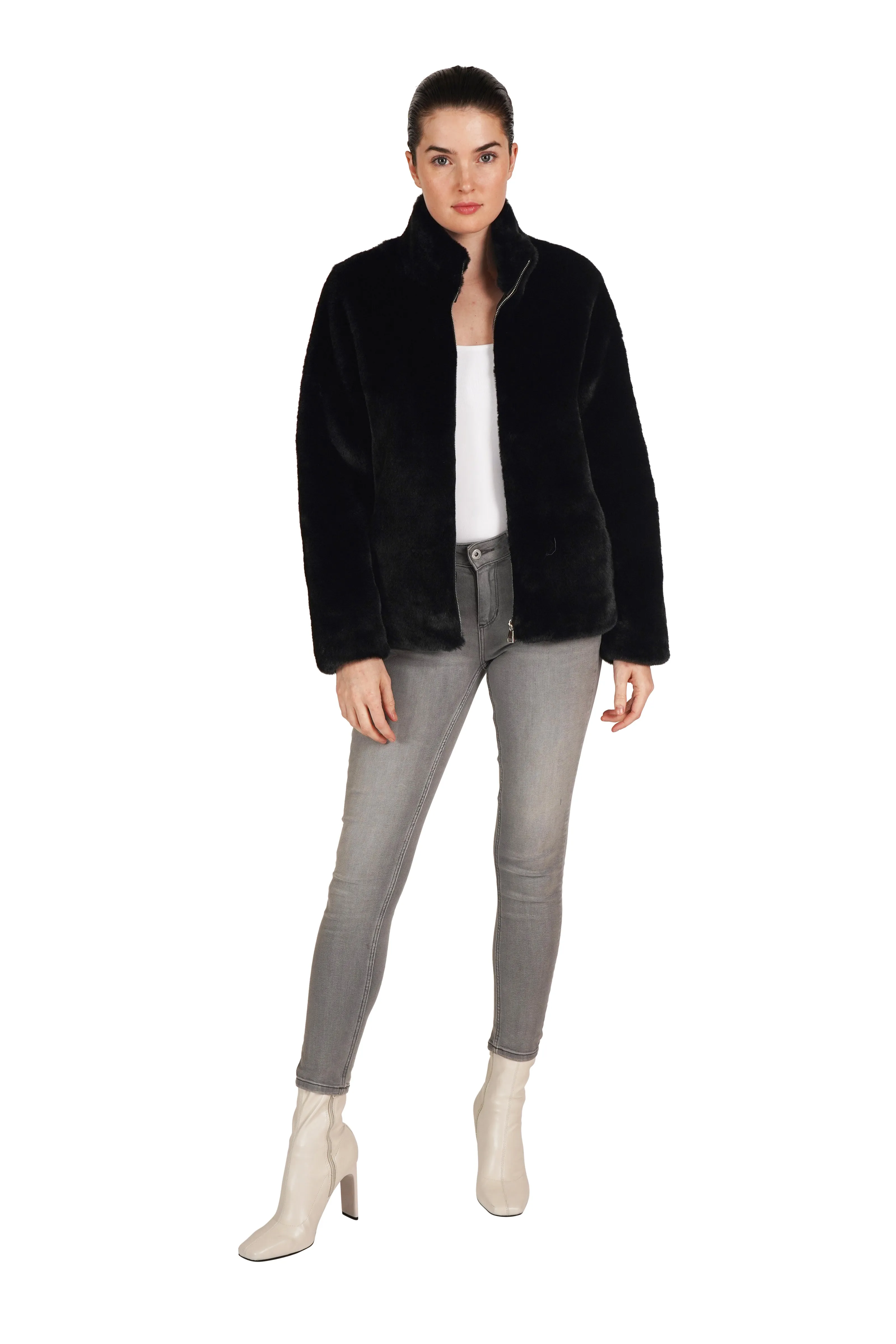 Faux Fur Zippered Jacket