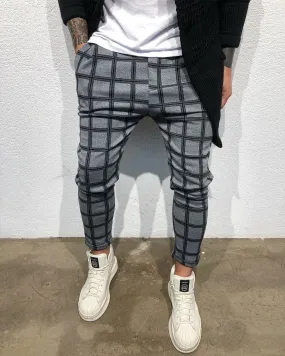 Gray Checkered Baggy Jogger Pant B316 Streetwear Jogger Pants