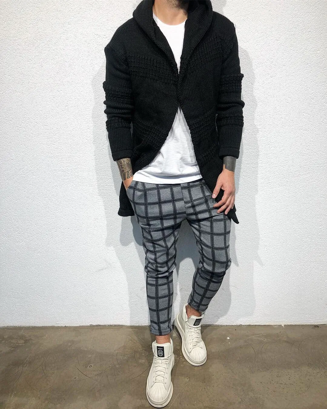 Gray Checkered Baggy Jogger Pant B316 Streetwear Jogger Pants