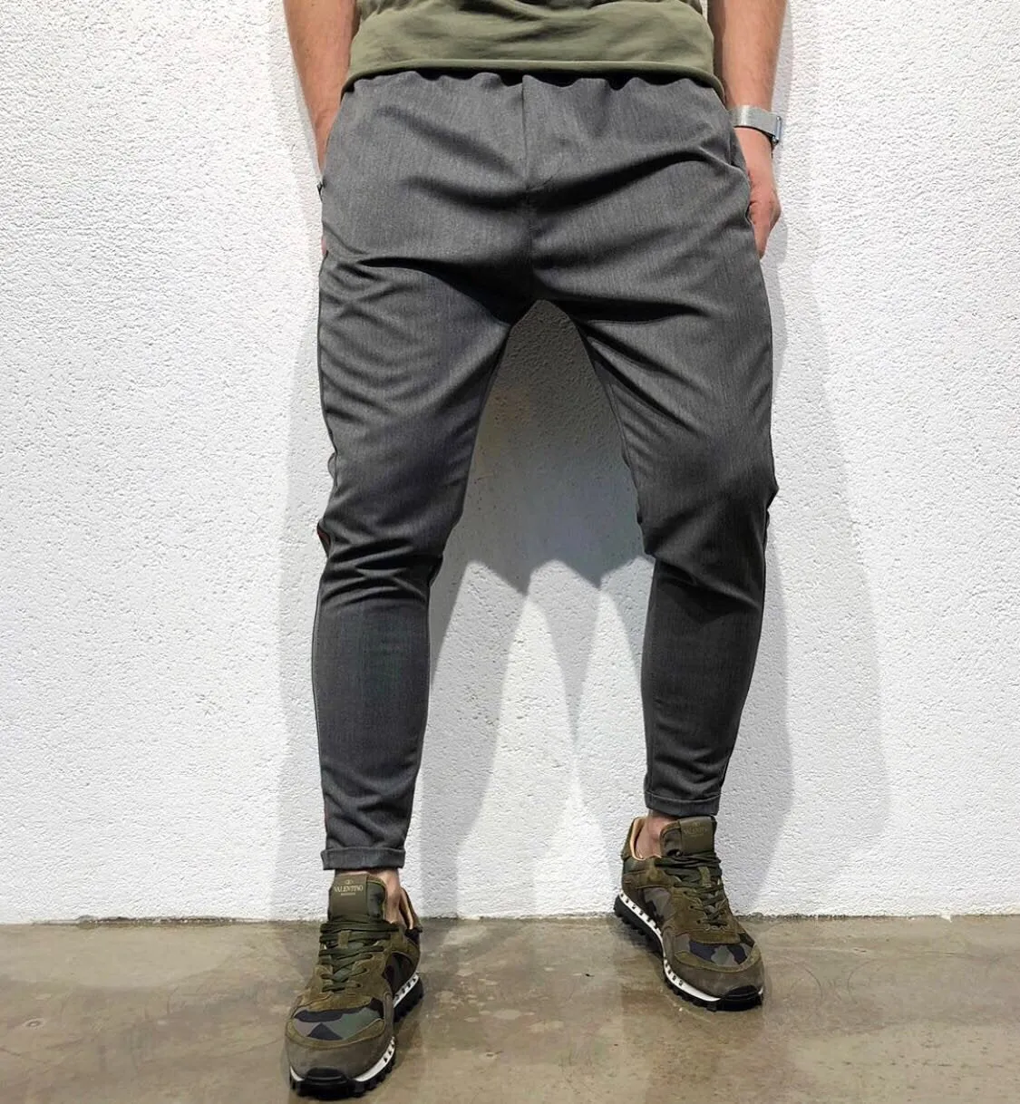 Gray Striped Jogger Pant B145 Streetwear Jogger Pants