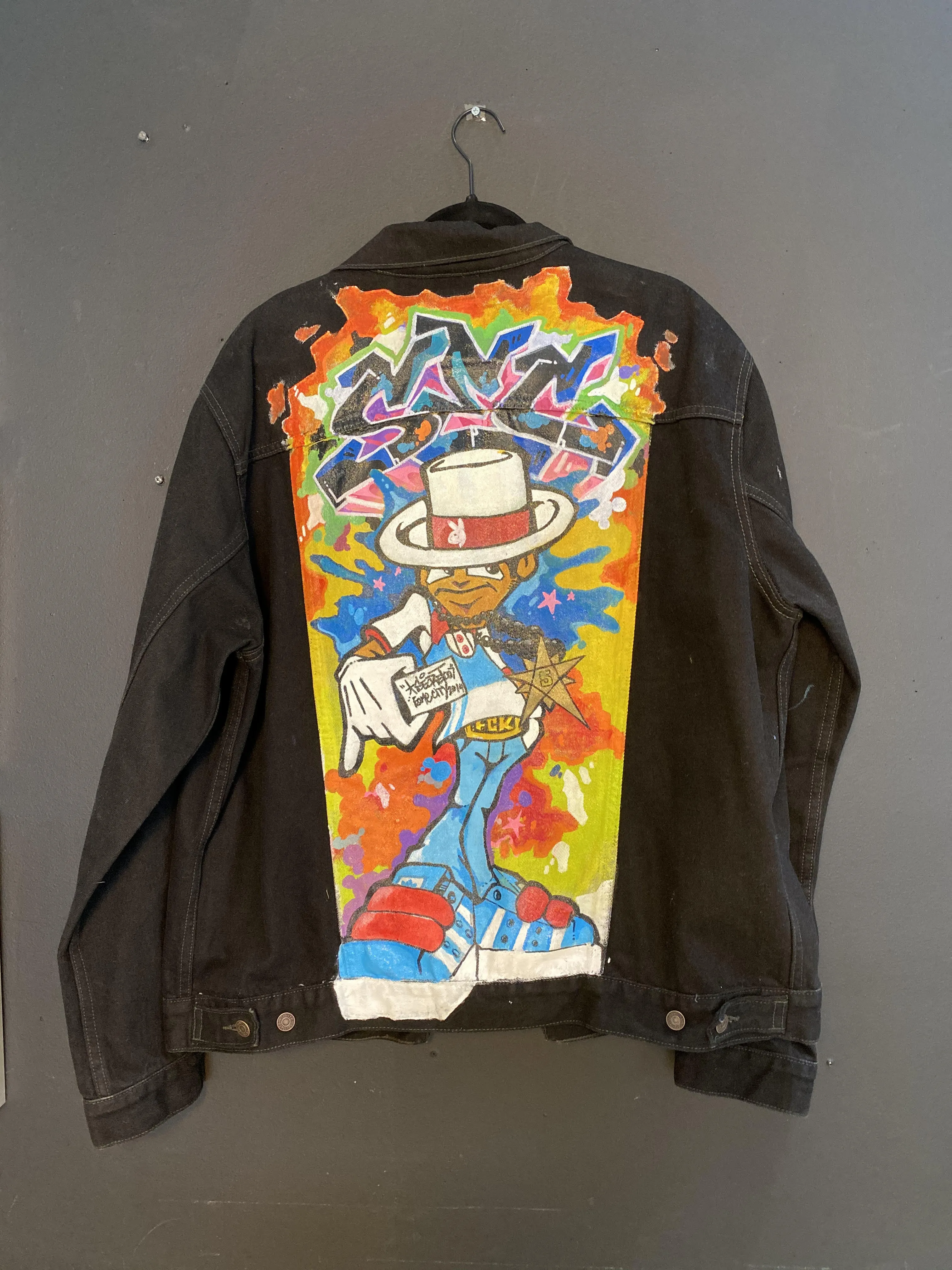 Hand Painted Denim Jacket - Chillski - Levi's Mens X-Large