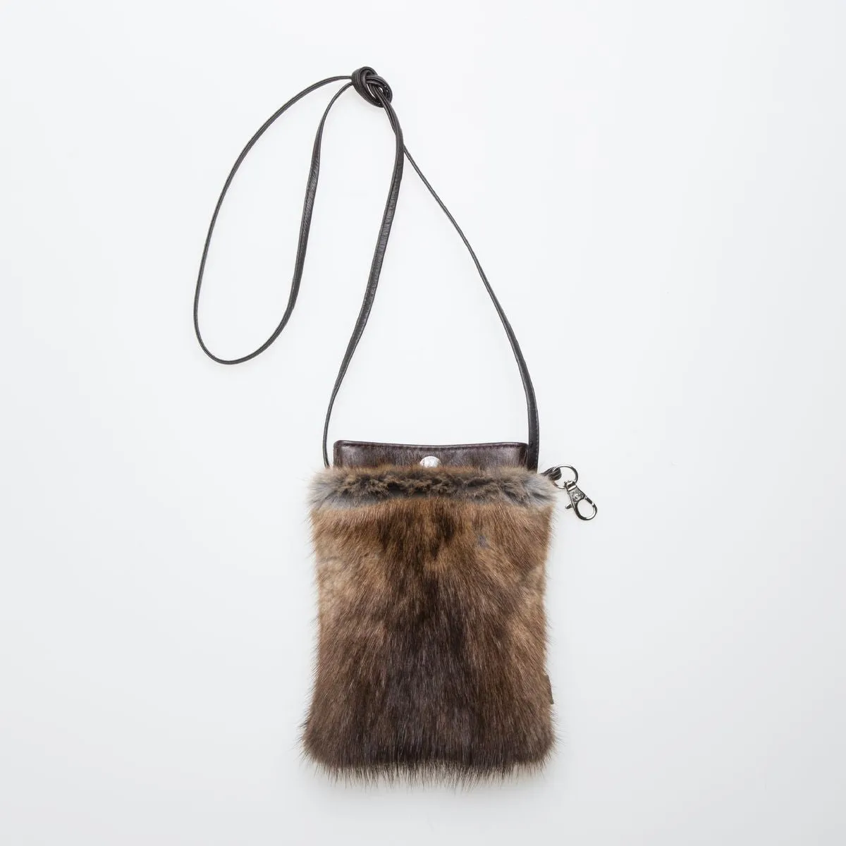 IPHONE POCKET - LEATHER WITH UPCYCLED FUR