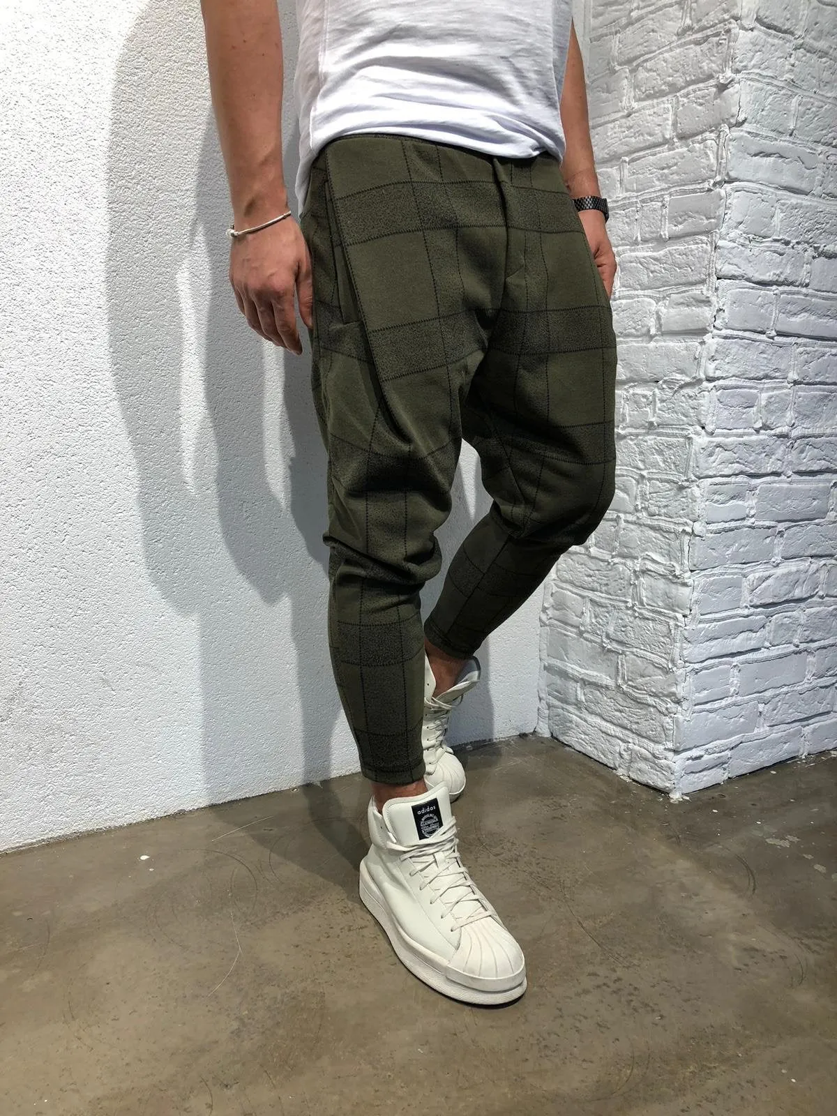 Khaki Checkered Jogger Pant B346 Streetwear Jogger Pants