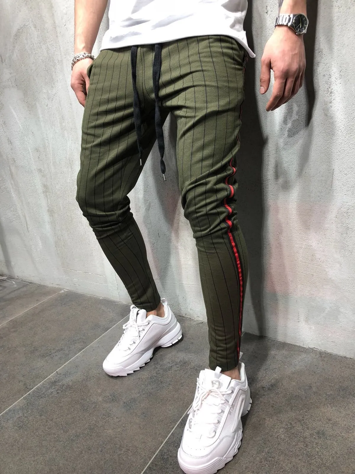 Khaki Side Striped Jogger Pant A100 Streetwear Jogger Pants