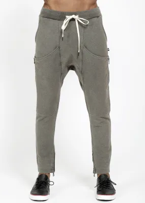 Konus Men's Over-dyed Drop Crotch Sweatpants in Charcoal