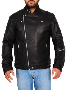 Leather Biker Jacket In Black