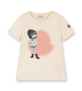 Logo Print T-shirt Cream