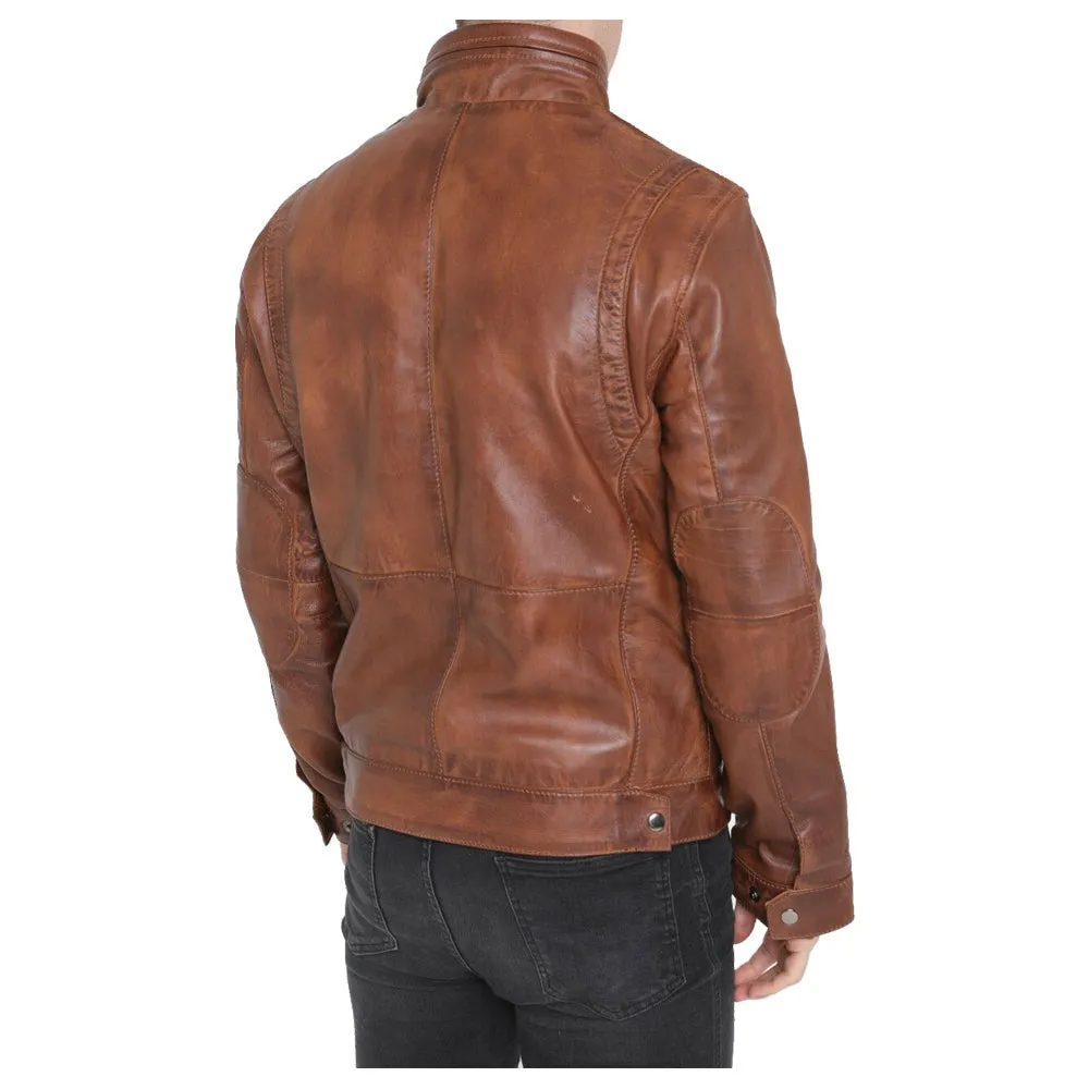 Men Brown Genuine Sheepskin Leather Fashion Jacket