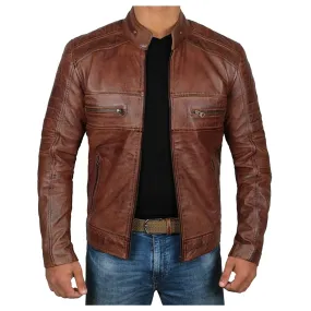 Men Oxblood Bomber Wax Leather Jacket