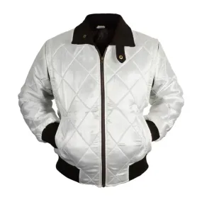 Mens Drive Ryan Gosling White Satin Scorpion Bomber Jacket