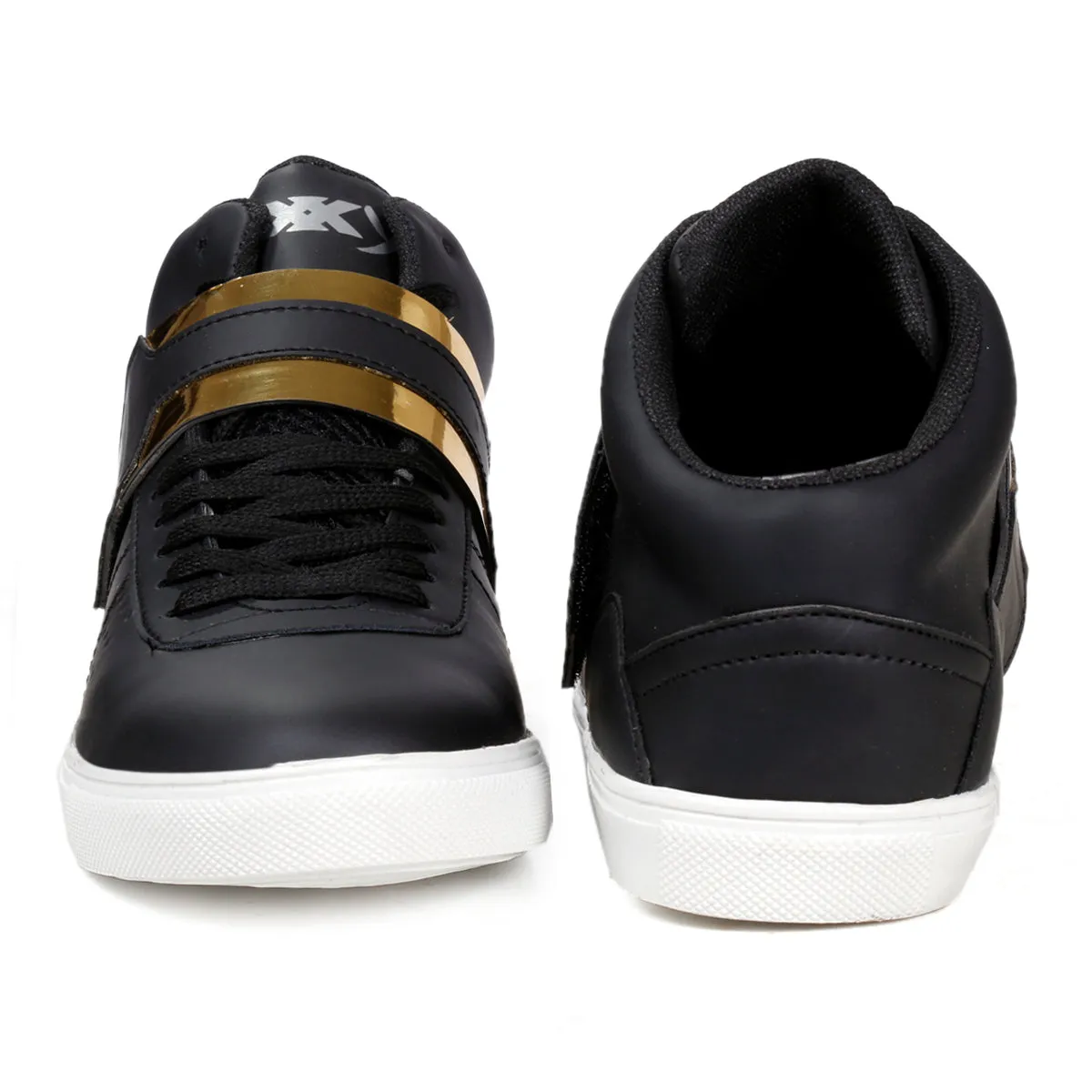 Men's Faux Leather Casual Sneakers With Lace And Strap Boots