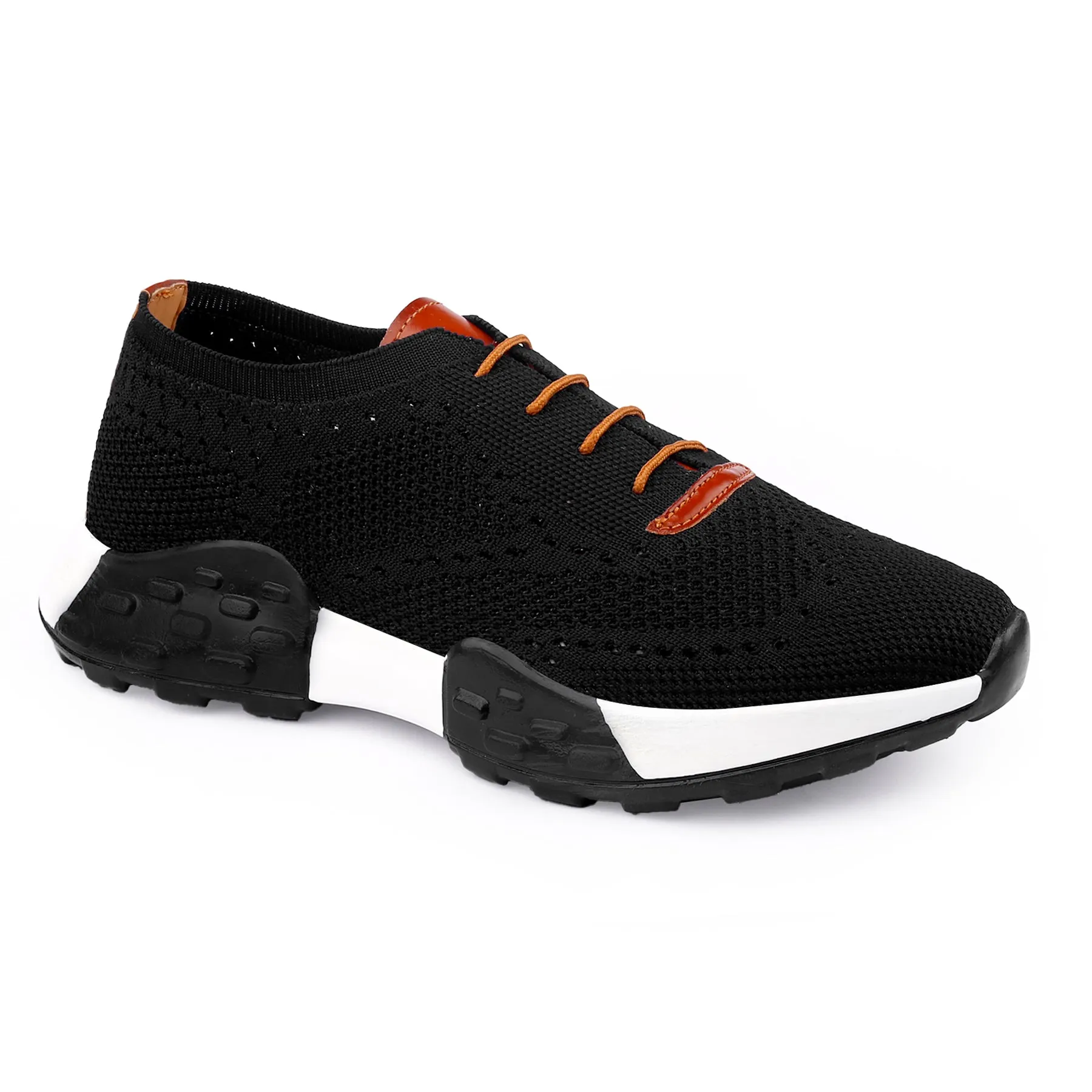 Men's Knitted Breathable Upper Casual Brogues Lace-Up Running Shoes