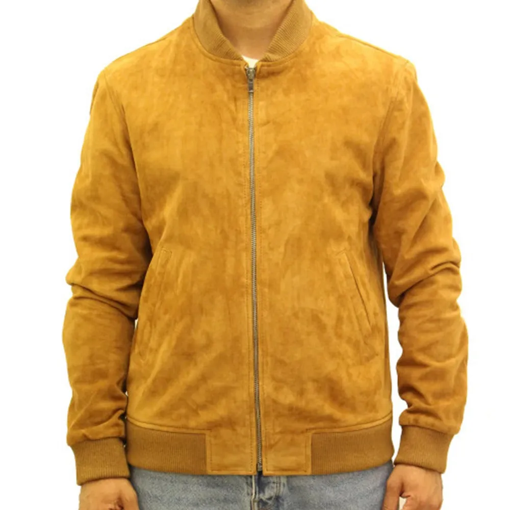 Men's Letterman Yellow Suede Jacket