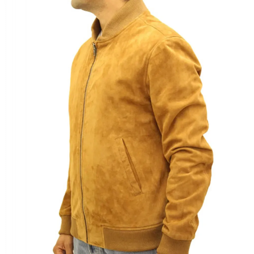 Men's Letterman Yellow Suede Jacket