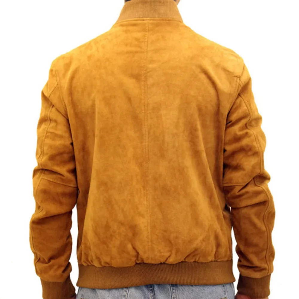 Men's Letterman Yellow Suede Jacket