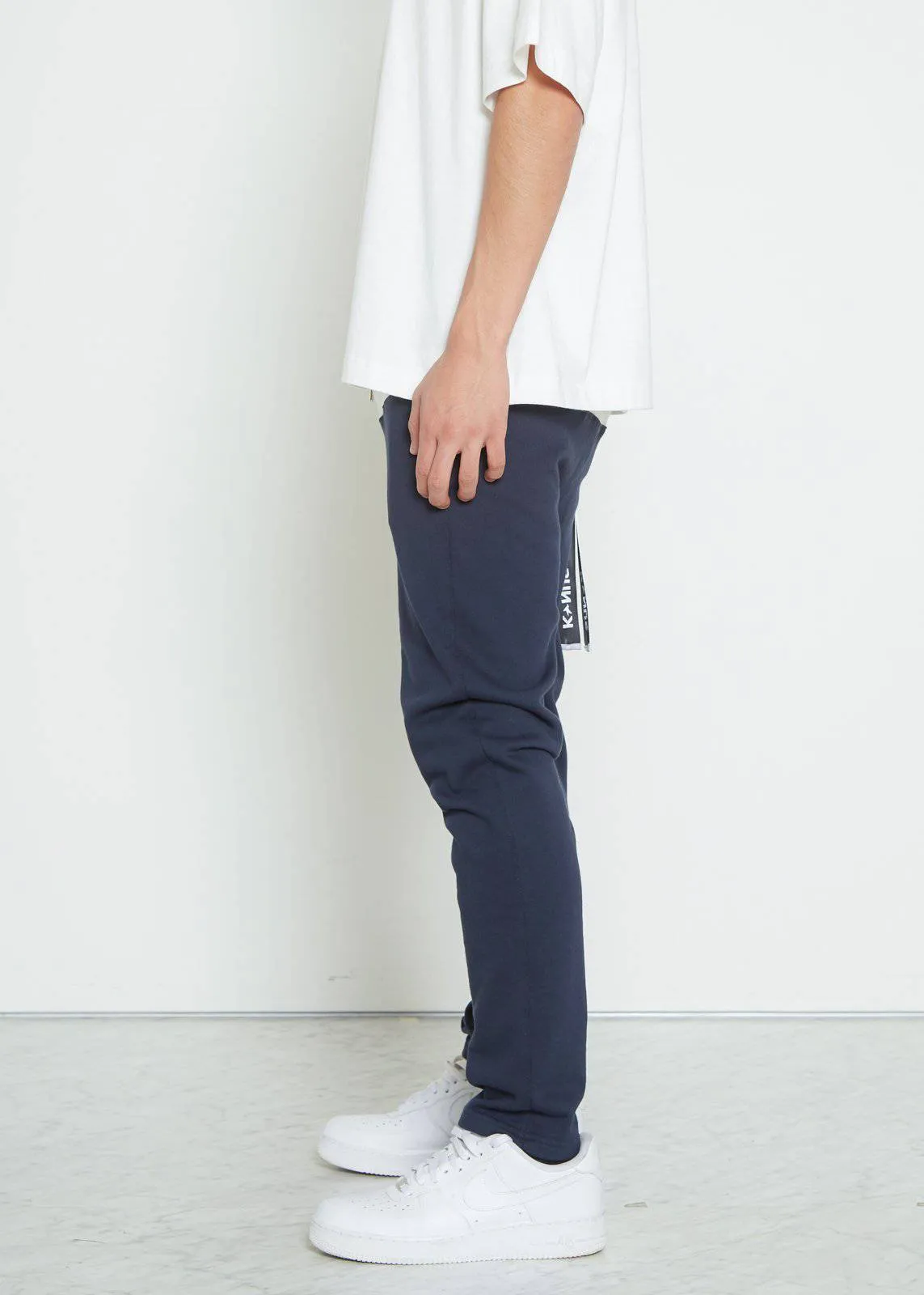 Men's Stripe Sweatpants in Navy