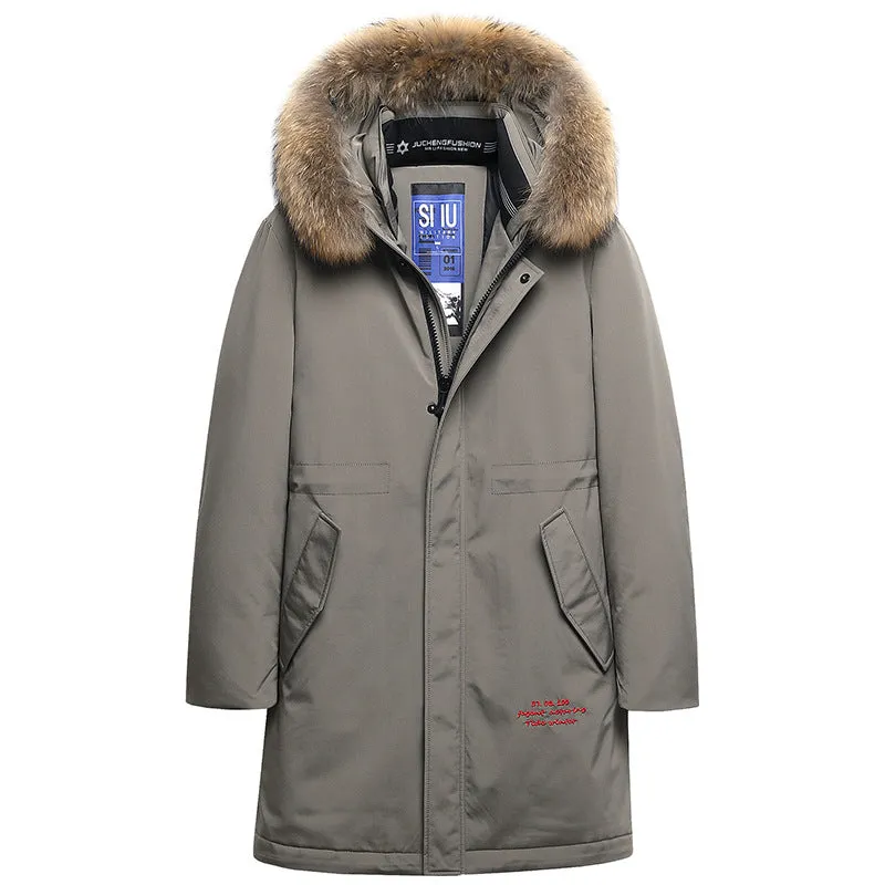 Men's Winter Outdoor Fur Hooded Down Jacket